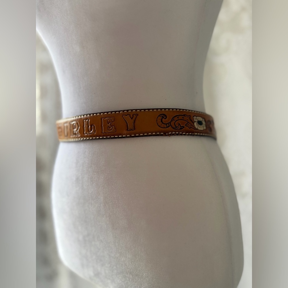Vintage “Shirley” Hand Tooled Leather Western Belt Floral Size 30 - Picture 11 of 16